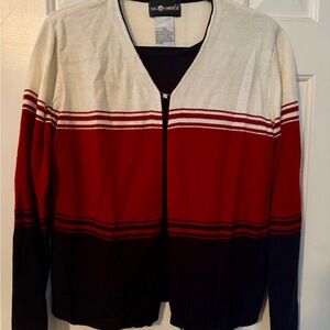 Vintage Sag Harbor Colorblock Cardigan Sweater Medium Acrylic Retro Preppy